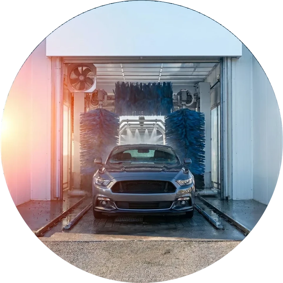 Car going through the wash tunnel at Triple B's Car Wash in Sebring, FL