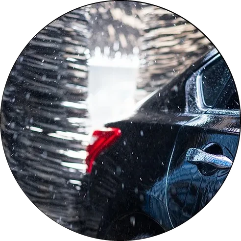 Close-up of a car being washed at Triple B's Car Wash in Sebring, FL